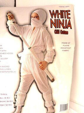 White Ninja Kids Halloween Costume Size Large 12-14 yrs